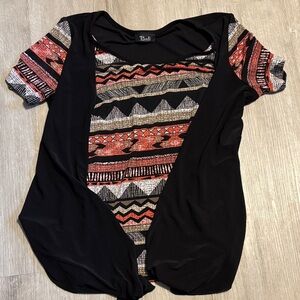 Bali Black and Red Geometric Women's Blouse